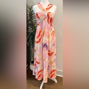 Grace Karin Criss Cross Halterneck Sleeveless Summer Floral Print Maxi Dress